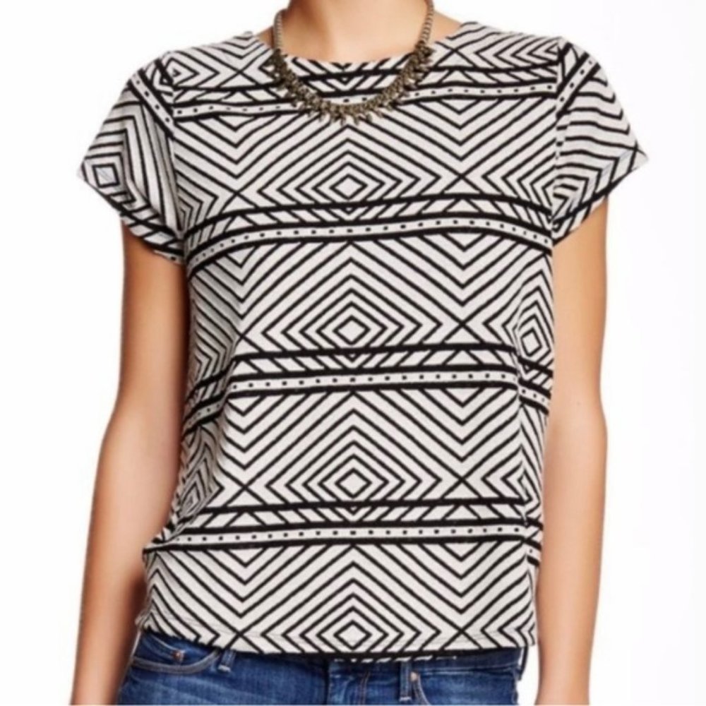 LUCKY BRAND | Ikat Burnout Button Up Back Top | Size XS